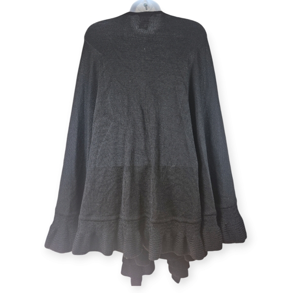 NWOT Karffany black Alpaca open front cape shawl wrap Womens Medium - Picture 2 of 6